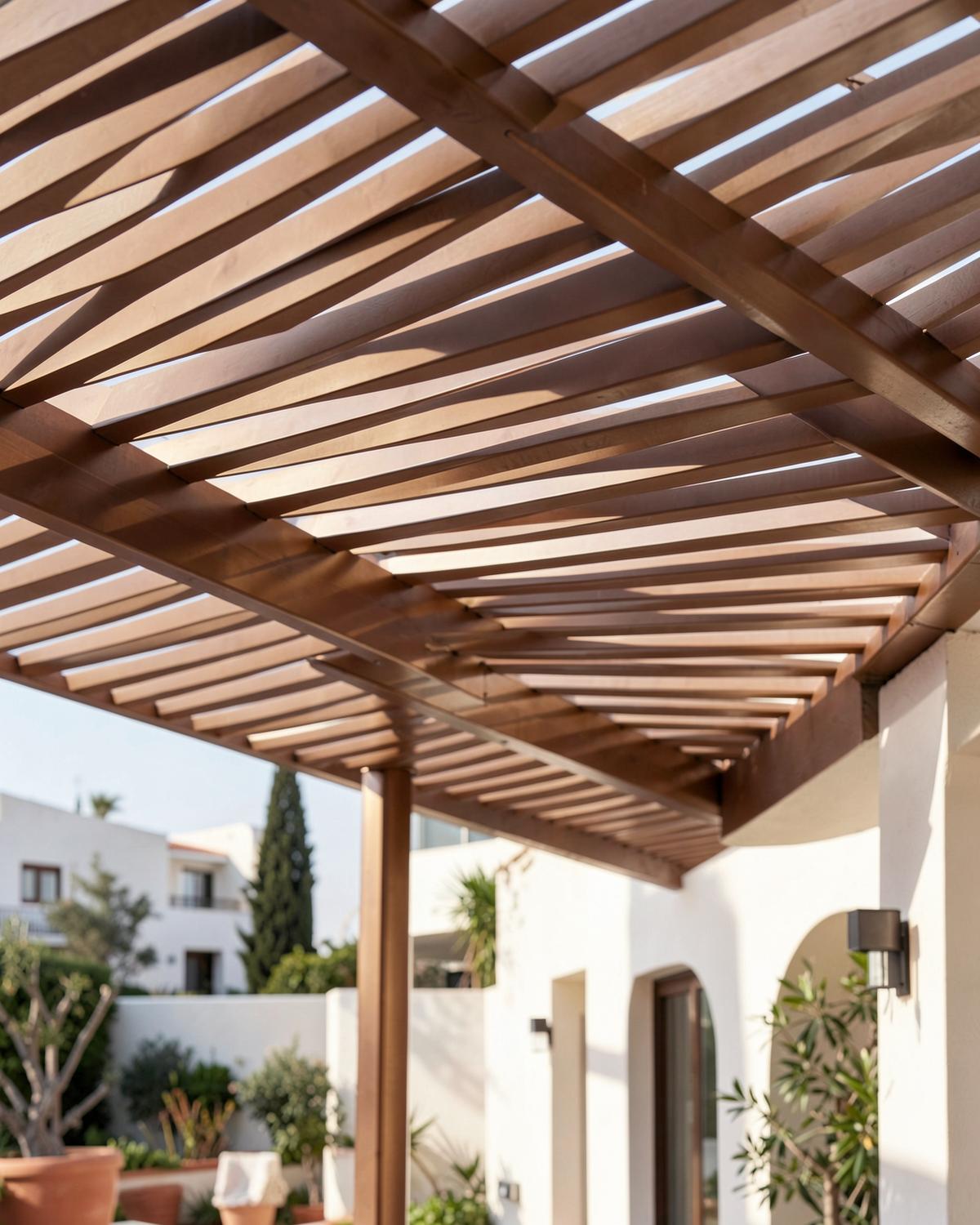 Detailed louvred pergola installation
